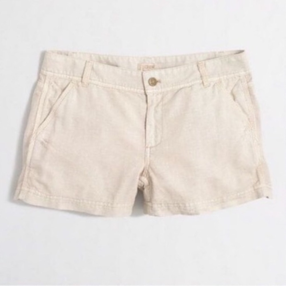 J. Crew beige linen blend shorts
